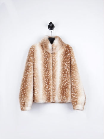 Női leopard mintás prémes dzseki arany mink velvet anyagból, casual stílus, hosszú ujjú, álló gallér