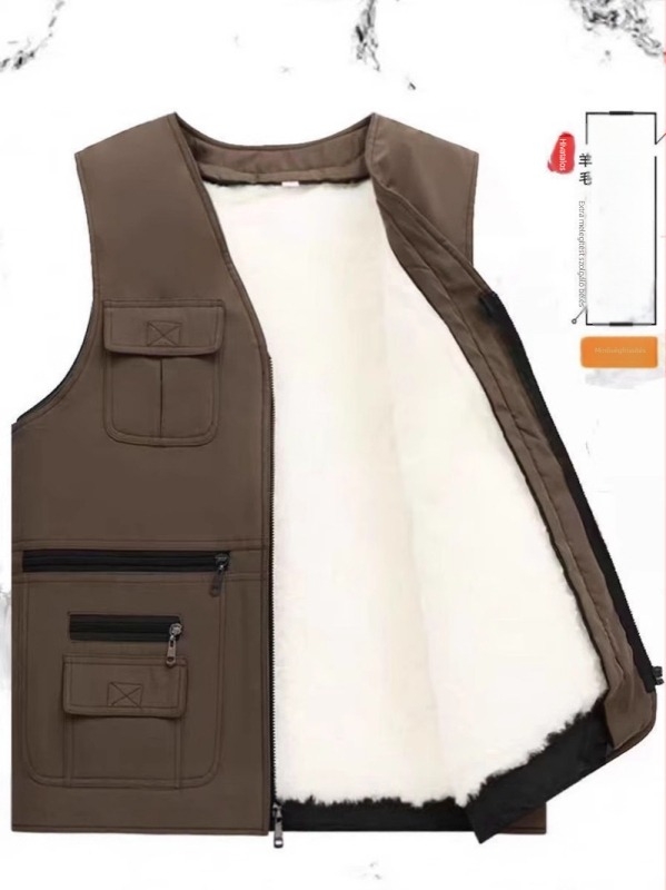 Xin Jing Da — Valódi báránybőrös gyapjú mellény, 95% gyapjú, középhosszú, 2025 tavasz
