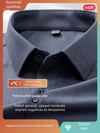 Juhgyapjúból készült ing, jacquard textúrával, hosszú ujjú, négyszögletes gallérral, könnyed üzleti stílusú