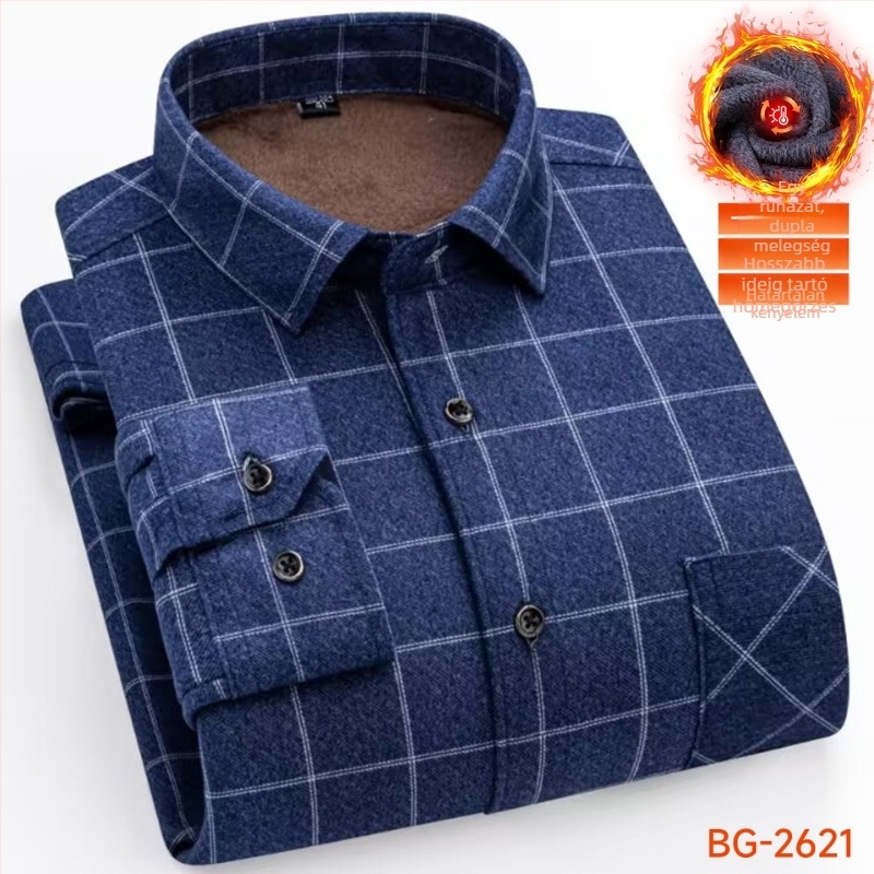 Flízes bélelt ing kockás mintával, galléros reverrel, hosszú ujjú, poliészter