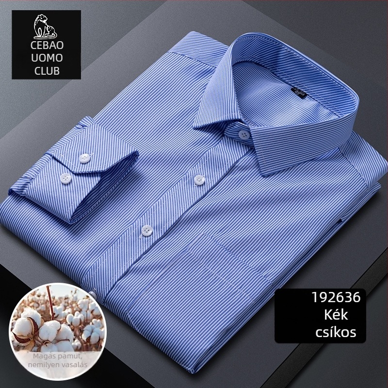 Hosszú ujjú ing, kockás minta, négyszögletes gallér, pamut-keverék, gyűrődésmentes