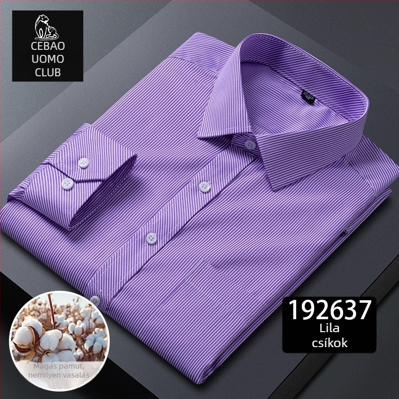 Hosszú ujjú ing, kockás minta, négyszögletes gallér, pamut-keverék, gyűrődésmentes