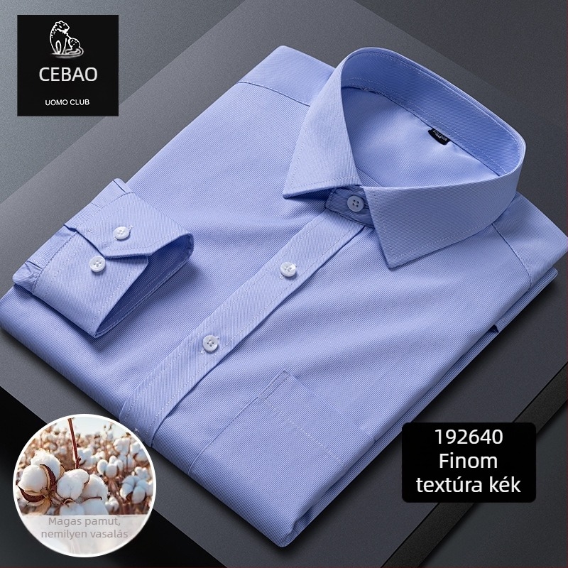 Hosszú ujjú ing, kockás minta, négyszögletes gallér, pamut-keverék, gyűrődésmentes