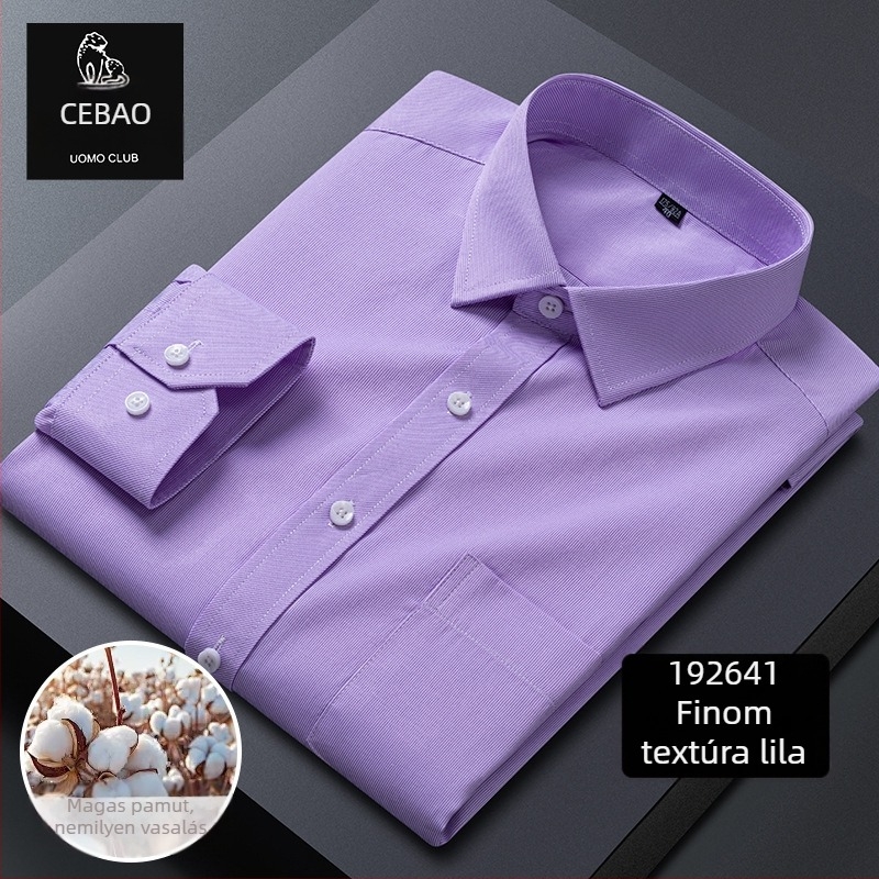 Hosszú ujjú ing, kockás minta, négyszögletes gallér, pamut-keverék, gyűrődésmentes