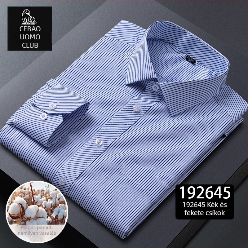 Hosszú ujjú ing, kockás minta, négyszögletes gallér, pamut-keverék, gyűrődésmentes