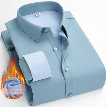 Téli hosszú ujjú ing fleece bélésével, vasalásmentes, poliészter