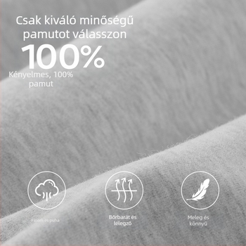 Férfi 100% pamut termikus alsóruha készlet: felső környakú, hosszú ujjú és nadrág, vast anyag (201–250 g/m2), deréktámasz, középkorú férfiaknak