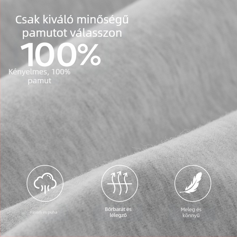 Férfi 100% pamut termikus alsóruha készlet: felső környakú, hosszú ujjú és nadrág, vast anyag (201–250 g/m2), deréktámasz, középkorú férfiaknak