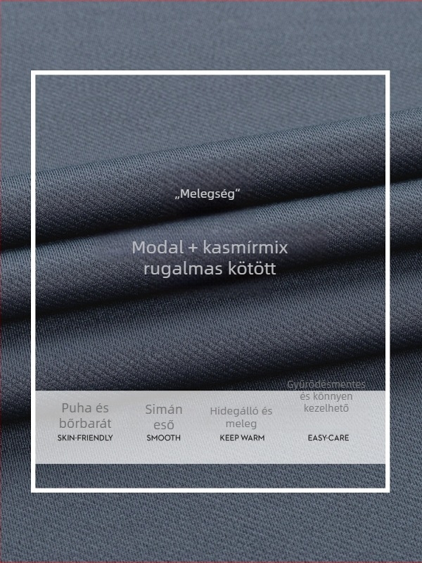 Modal-kasmír keverék kötött ing – üzleti casual stílushoz, hosszú ujjú, négyzetes gallér, vasalás nélkül, vastagított