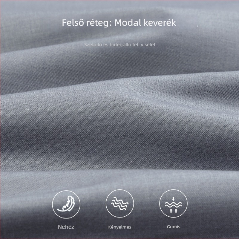 Férfi tolltöltésű ing, fleece-béléssel, vastag modal szövet, négyszögletes gallér, hosszú ujjú