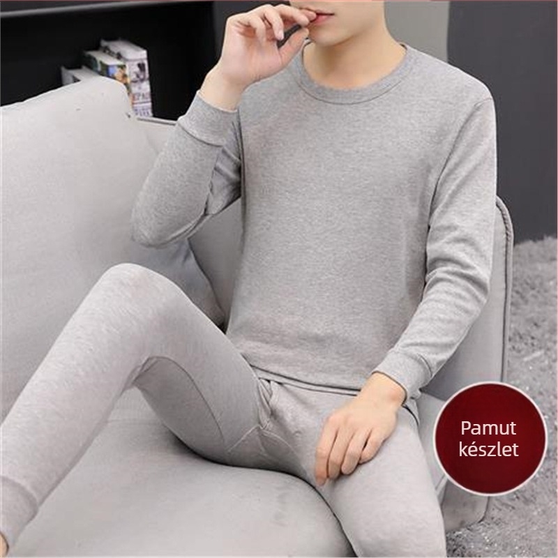 Férfi akril fleece meleg garnitúra közepesen magas gallérral, hosszú ujjú, extrán vastag anyag