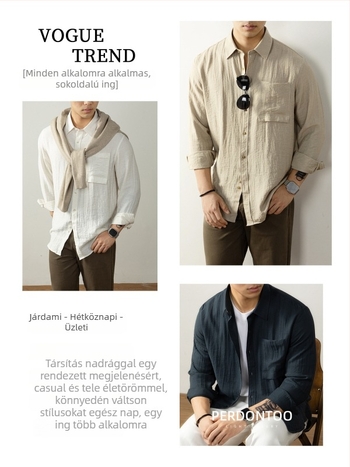 Len- és viszkóz-nylon keverék textúrával, természetes textúra; hosszú ujjú; keskeny fazon; hegyes gallér; egyszínű; zsebes dísz (67% viszkóz, 21% nylon, 12% len)