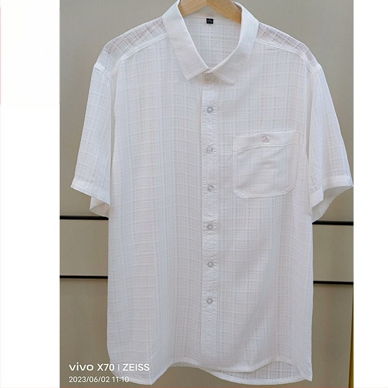 Ice Silk ing rövid ujjú, kockás mintázat, reveres gallér, 95% poliészter