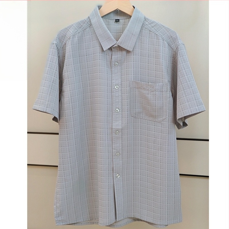 Ice Silk ing rövid ujjú, kockás mintázat, reveres gallér, 95% poliészter