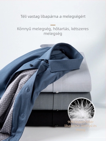Férfi modal ing fleece béléssel, karcsú szabásvonal, négyszögletes gallér, hosszú ujjú
