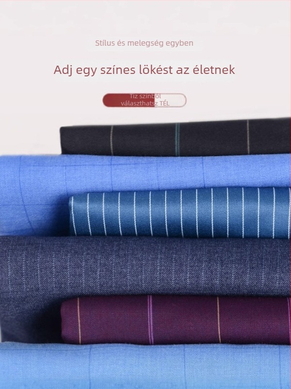 Férfi fleece-béléssel ellátott ing, hosszú ujjú, slim-fit, négyszögletes gallér, vasalást nem igényel