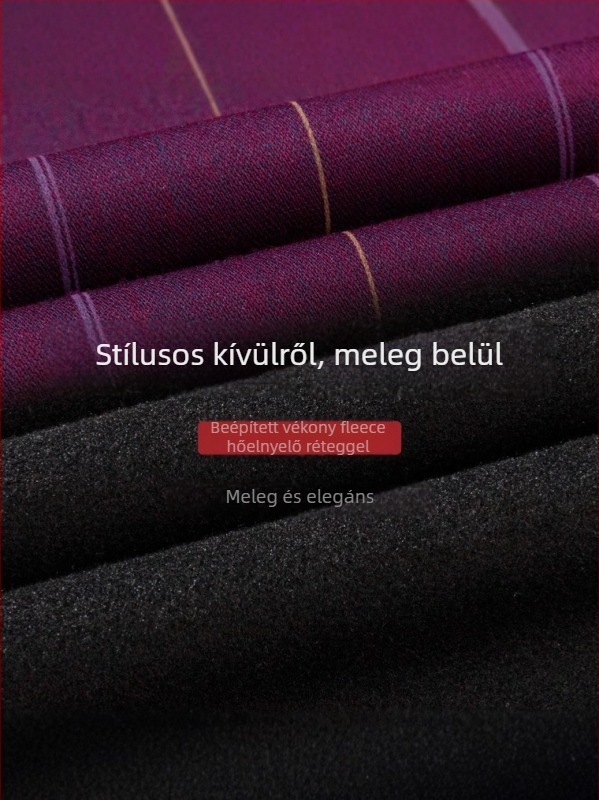 Férfi fleece-béléssel ellátott ing, hosszú ujjú, slim-fit, négyszögletes gallér, vasalást nem igényel