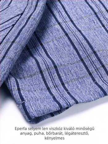 Nyári férfi rövid ujjú ing len és Mulberry Silk anyagból, kockás mintázat, zsebbel