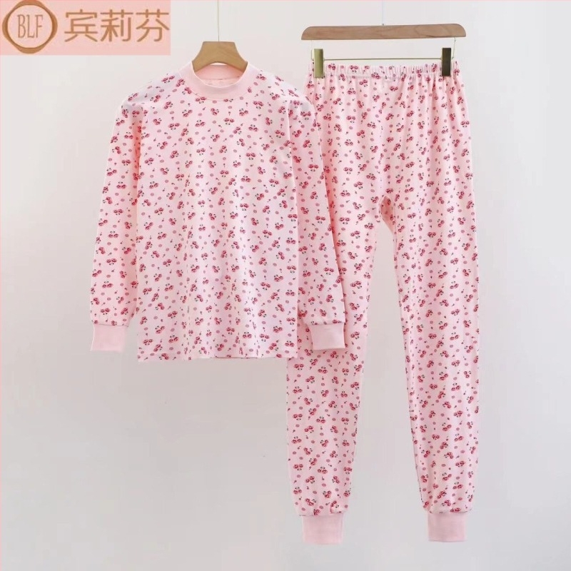 Pamut termális aláöltözet készlet középkorú nőknek – 100% pamut, pamut bélés, egyes rétegű, közepes súlyú anyag, puha és meleg