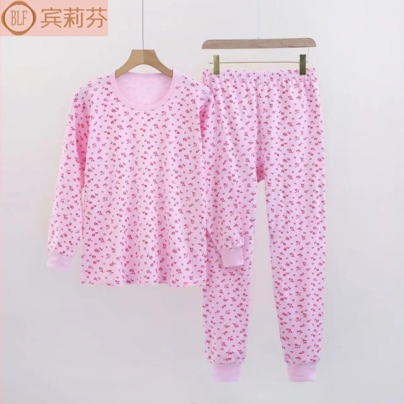 Pamut termális aláöltözet készlet középkorú nőknek – 100% pamut, pamut bélés, egyes rétegű, közepes súlyú anyag, puha és meleg