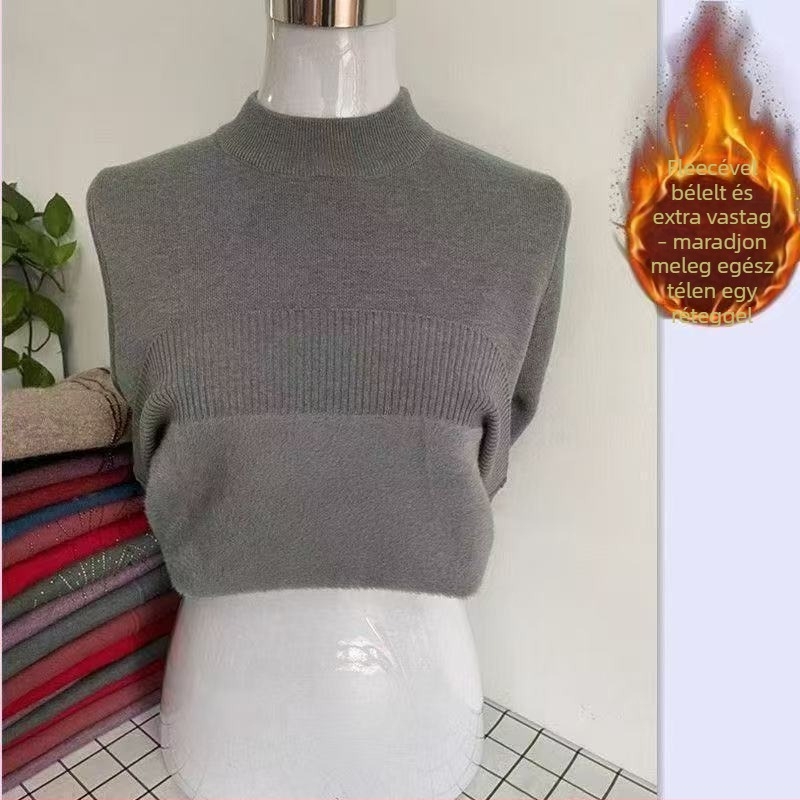 Női körkörös nyakú pulóver, laza szabás, 3/4-es ujjú, irodalmi retro stílus; anyag: Tr fabric, PVC ≤30%