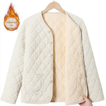 2025-ös őszi-téli női kabát fleece-béléssel és vastag izolációval, corduroy anyagú, Chanel-stílusú, laza szabás