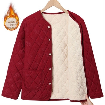2025-ös őszi-téli női kabát fleece-béléssel és vastag izolációval, corduroy anyagú, Chanel-stílusú, laza szabás