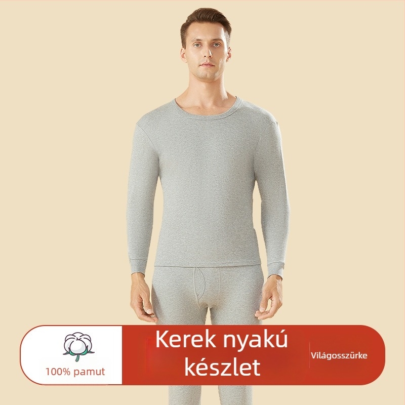 Férfi 100% pamut termikus alsónemű szett, magas derék, közepes súlyú anyag, meleg, antistatikus, anti-pilling, egyrétegű