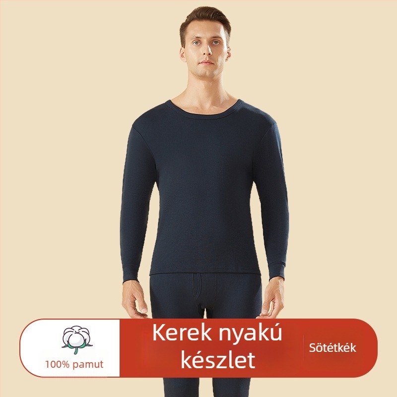 Férfi 100% pamut termikus alsónemű szett, magas derék, közepes súlyú anyag, meleg, antistatikus, anti-pilling, egyrétegű