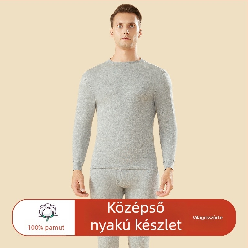 Férfi 100% pamut termikus alsónemű szett, magas derék, közepes súlyú anyag, meleg, antistatikus, anti-pilling, egyrétegű