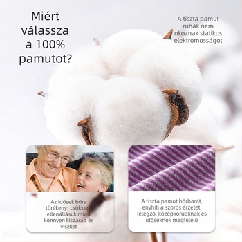 100% pamutból készült női termál alsóruha szett magas nyakú pulóverrel, őszi-téli viseletre — külső és bélés: 100% pamut; vastagság: extra thick (401-500 g/m²); melegen tart; időseknek