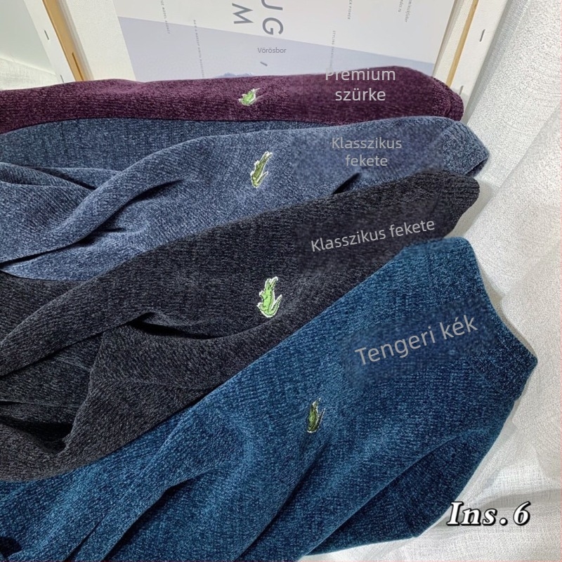 Chenille kötött pulóver férfiaknak, kerek nyakú, laza szabású, hosszú ujjú, téli melegség