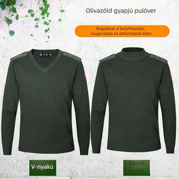 Pamutkeverék pulóver, retro stílus, V-nyakú, hosszú ujjú, vastag kötés