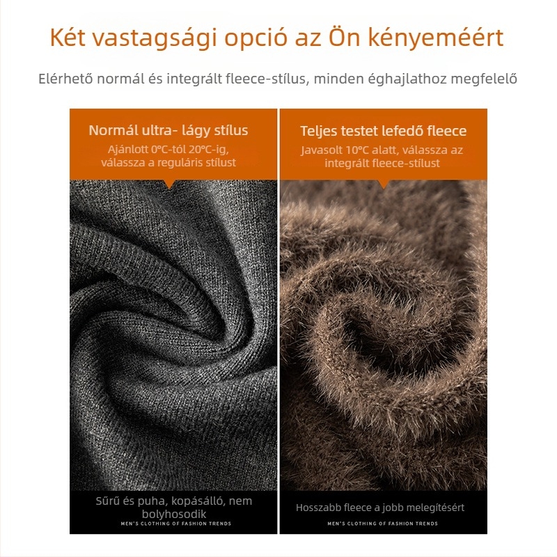 Férfi kötött pulóver reveres gallérral, velúr belsővel, vastag téli melegítő felső, hosszú ujjú
