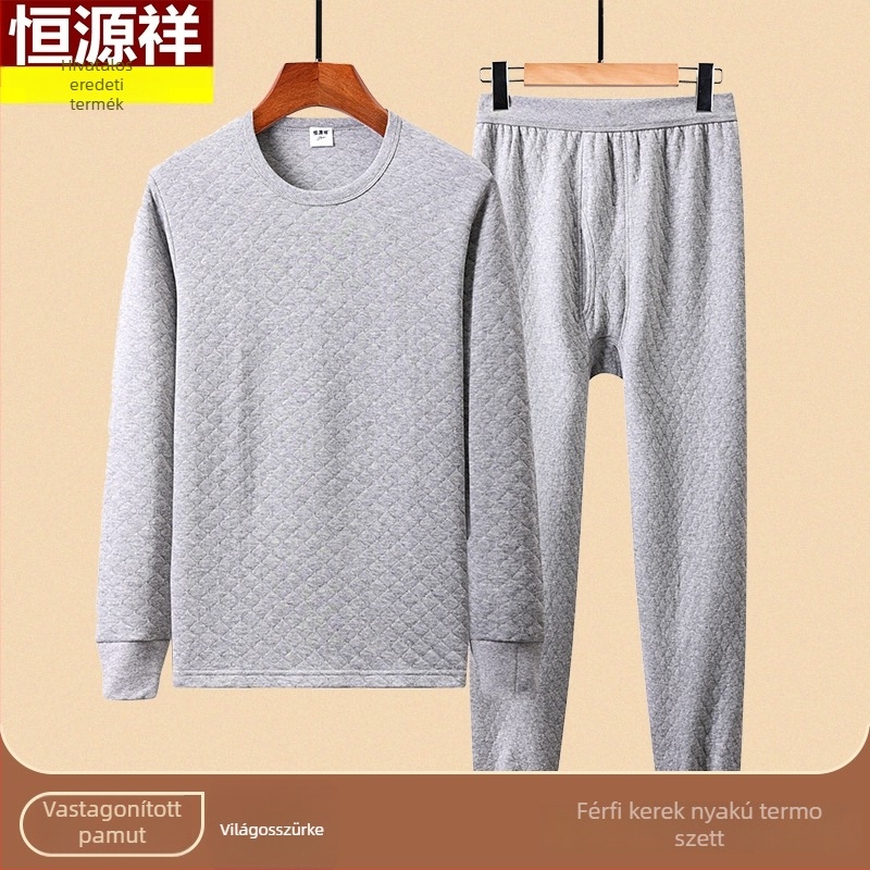 Férfi háromrétegű, vastagított termikus alsó- és felsőruha készlet, külső anyag: nyúl szőrméje (100%), belső pamut bélés, 260 g/m², melegen tart