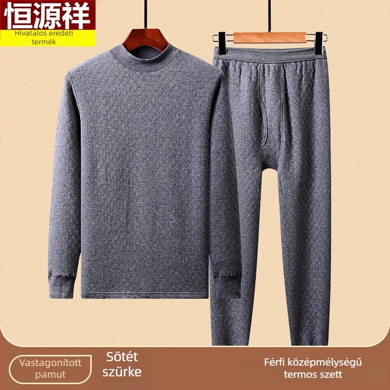 Férfi háromrétegű, vastagított termikus alsó- és felsőruha készlet, külső anyag: nyúl szőrméje (100%), belső pamut bélés, 260 g/m², melegen tart