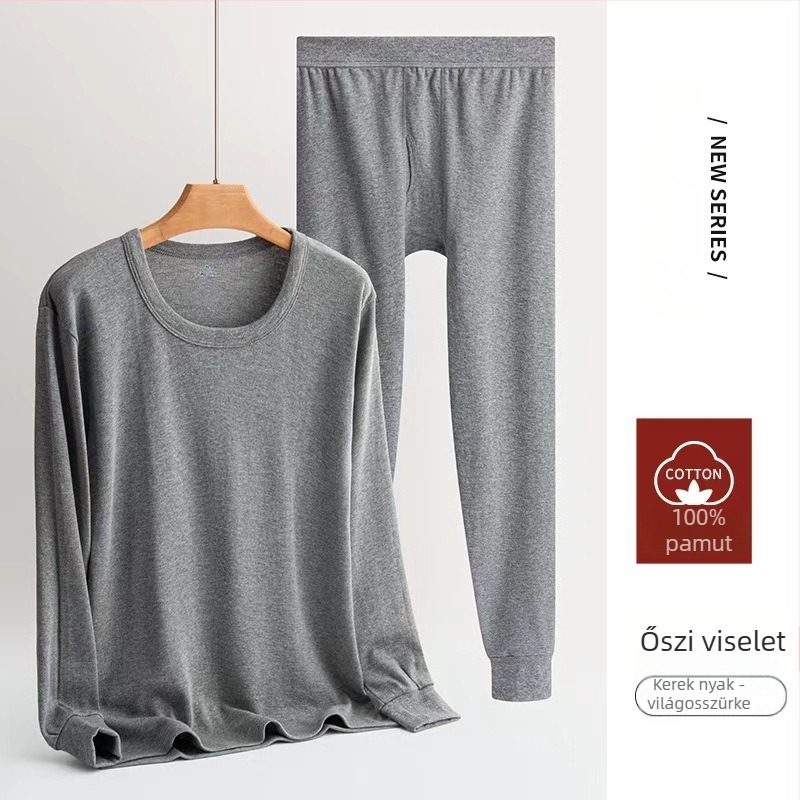 Férfiaknak szánt termikus alsónemű készlet, 100% pamut, pamut béléssel, egy rétegű, közepes vastagság, kiváló melegítés