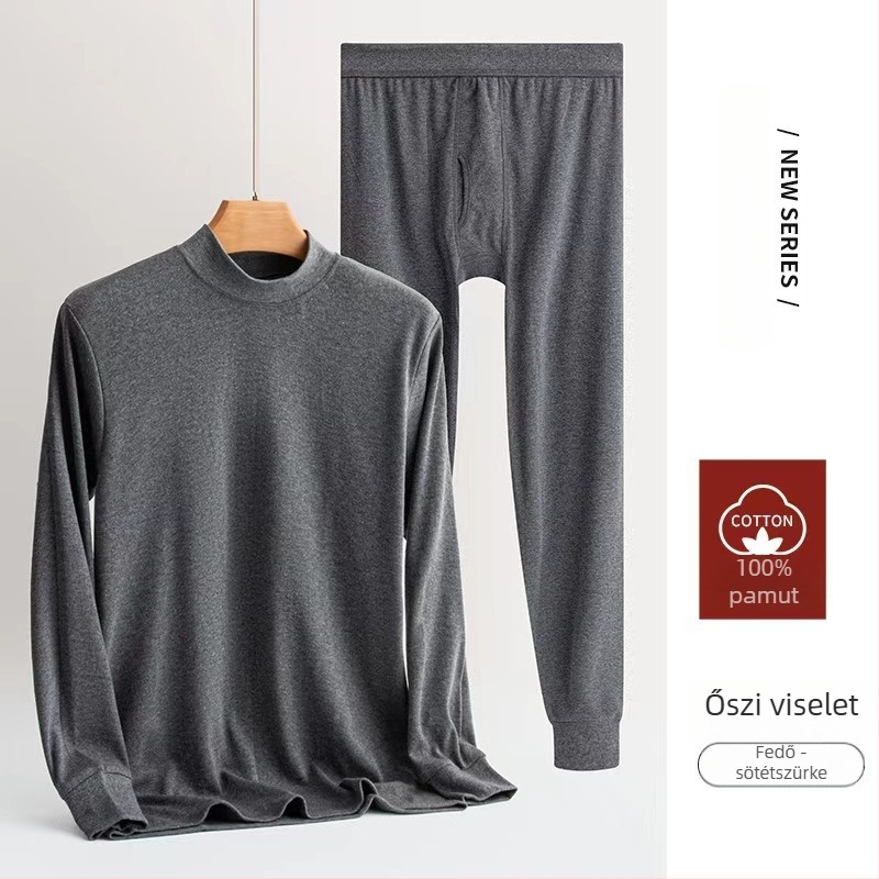 Férfiaknak szánt termikus alsónemű készlet, 100% pamut, pamut béléssel, egy rétegű, közepes vastagság, kiváló melegítés