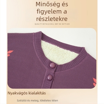 Idősek téli kardigán — fleece béléssel, poliészter, hosszú ujjú, laza szabás, gombos zárás