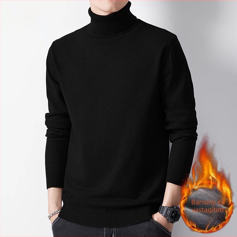 Magas galléros pulóver – fleece-béléssel, 100% poliészter, légáteresztő, gépi mosás