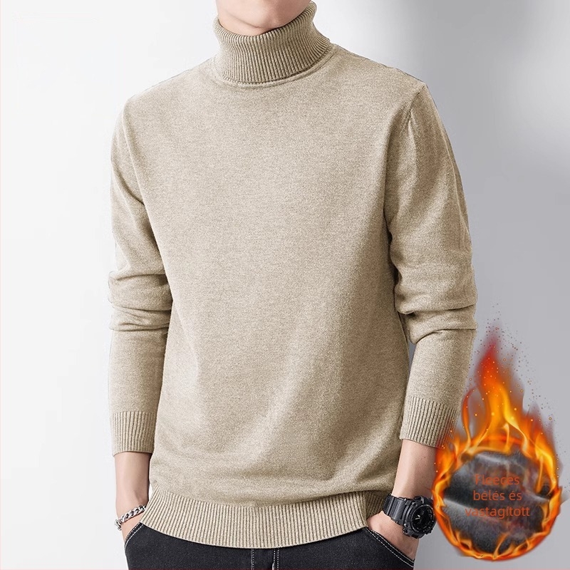 Magas galléros pulóver – fleece-béléssel, 100% poliészter, légáteresztő, gépi mosás