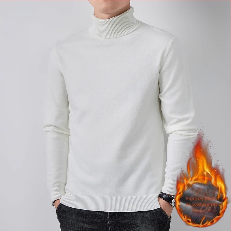 Magas galléros pulóver – fleece-béléssel, 100% poliészter, légáteresztő, gépi mosás