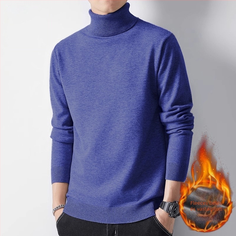 Magas galléros pulóver – fleece-béléssel, 100% poliészter, légáteresztő, gépi mosás