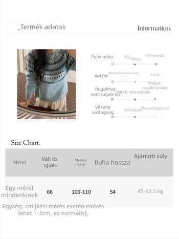 Női pulóver 100% gyapjúból, Fair Isle jacquard mintával, kerek nyakú Zy3448