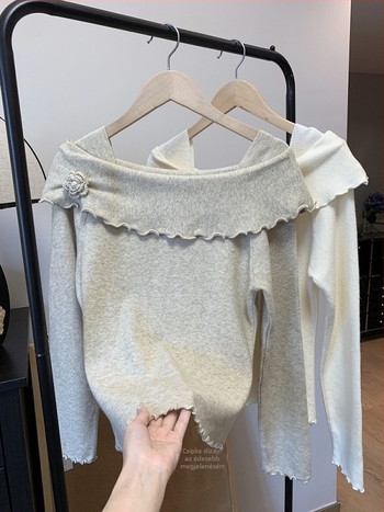 Chenille pulóver spandex anyaggal, slim-fit, polo gallérral, hercegnőujjú ujjak