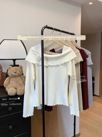 Chenille pulóver spandex anyaggal, slim-fit, polo gallérral, hercegnőujjú ujjak