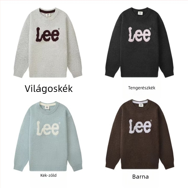 Koreai stílusú pulóver jacquard kötöttel, vastag anyag, laza szabás, hosszú ujjú, gallér nélkül — téli 2025