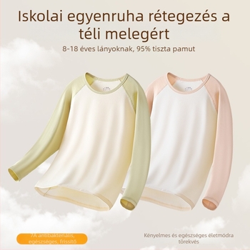 Lányok őszi termális felső – 95% pamut, egyrétegű, 181–200 g/m², 7–18 éveseknek