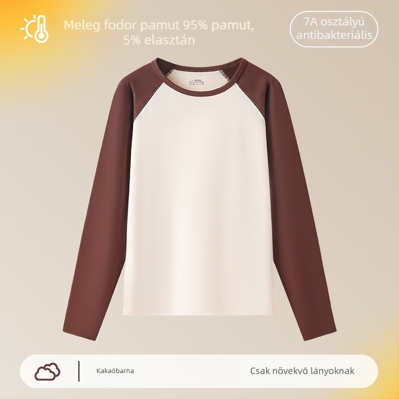 Lányok őszi termális felső – 95% pamut, egyrétegű, 181–200 g/m², 7–18 éveseknek