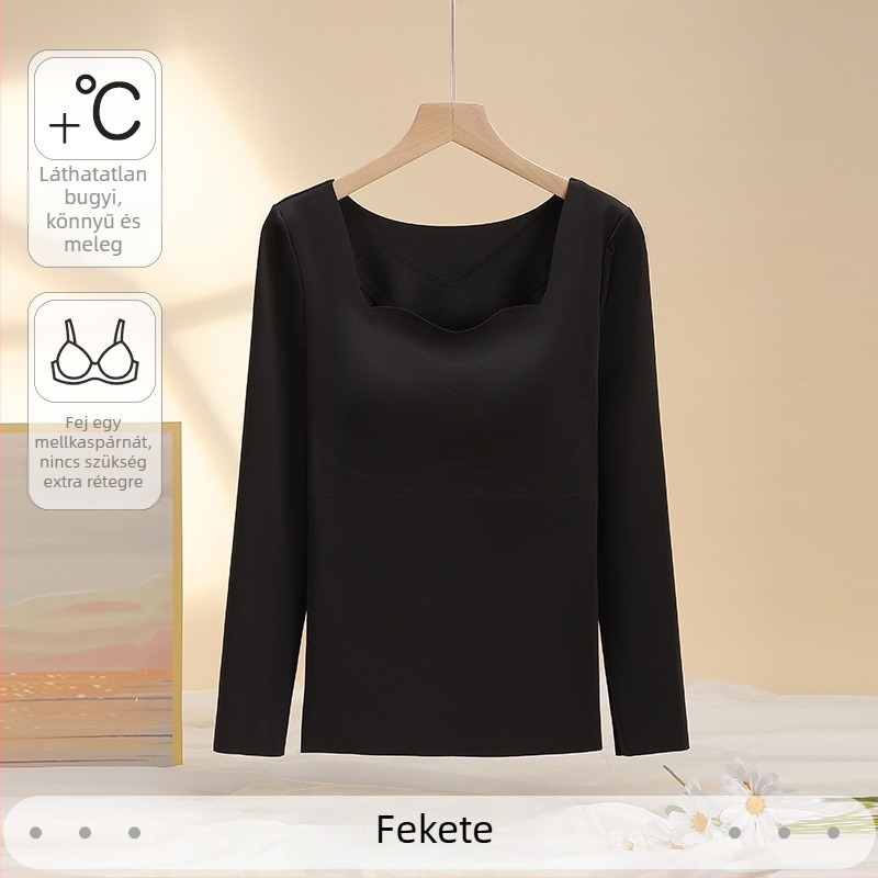 Női vékony fix kosaras hosszú ujjú termális alsóruha melltartóbetétekkel, antibakteriális, rugalmas, melegen tart, anyaga nylon 68%